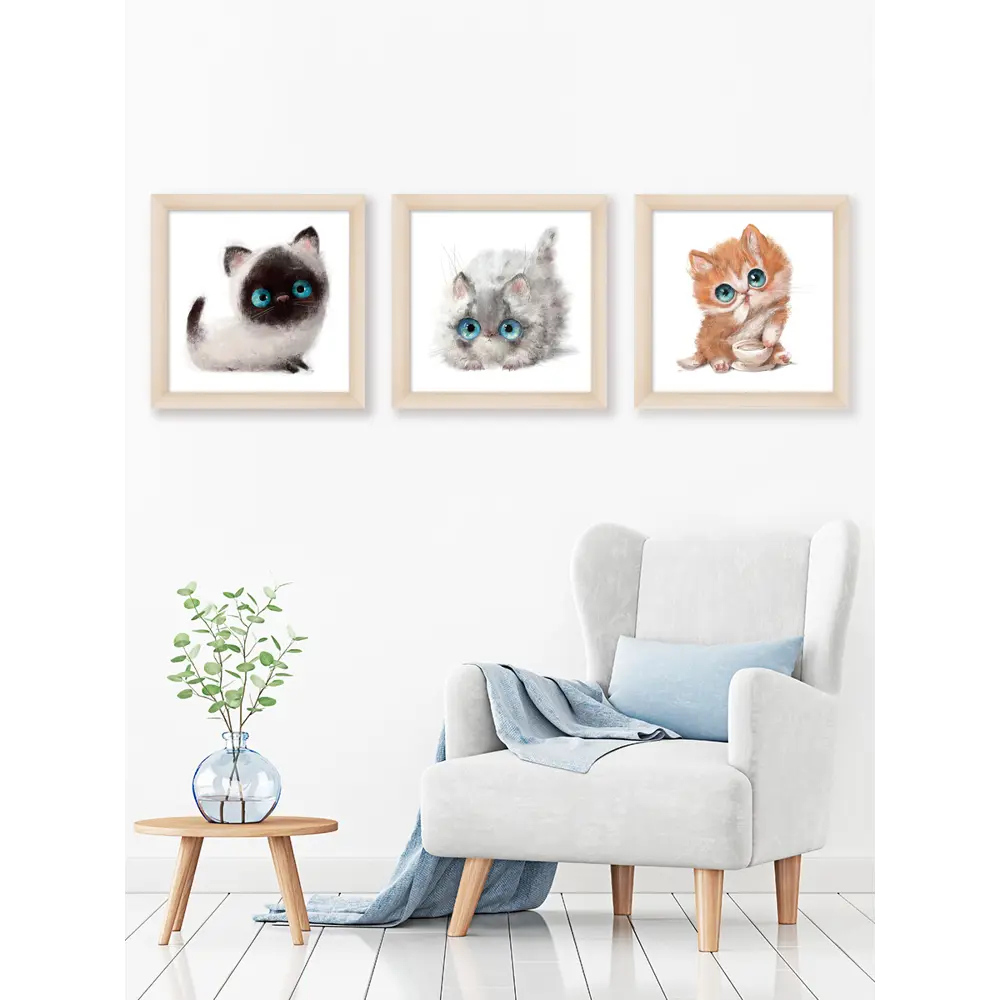Модульная картина Котики 40x40 см 3 шт. 86327359 STLM-2058571 POSTERMARKET  - Вид №4