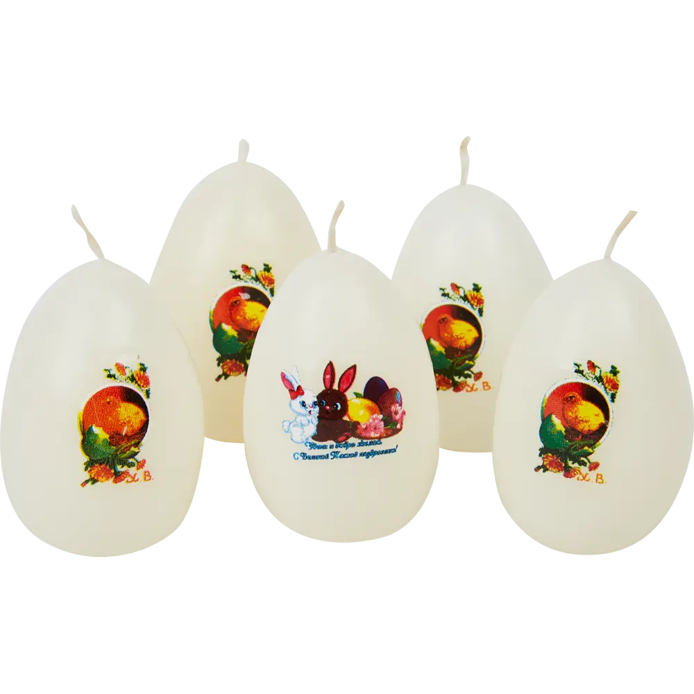 Набор свечей Яйцо-3 с декором 5,5 см 5 шт EVIS STLM-2191238