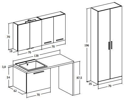 LEGNOBAGNO Подвесной шкаф для стирки с раковиной Urban sun-id-1423064 - Вид №2