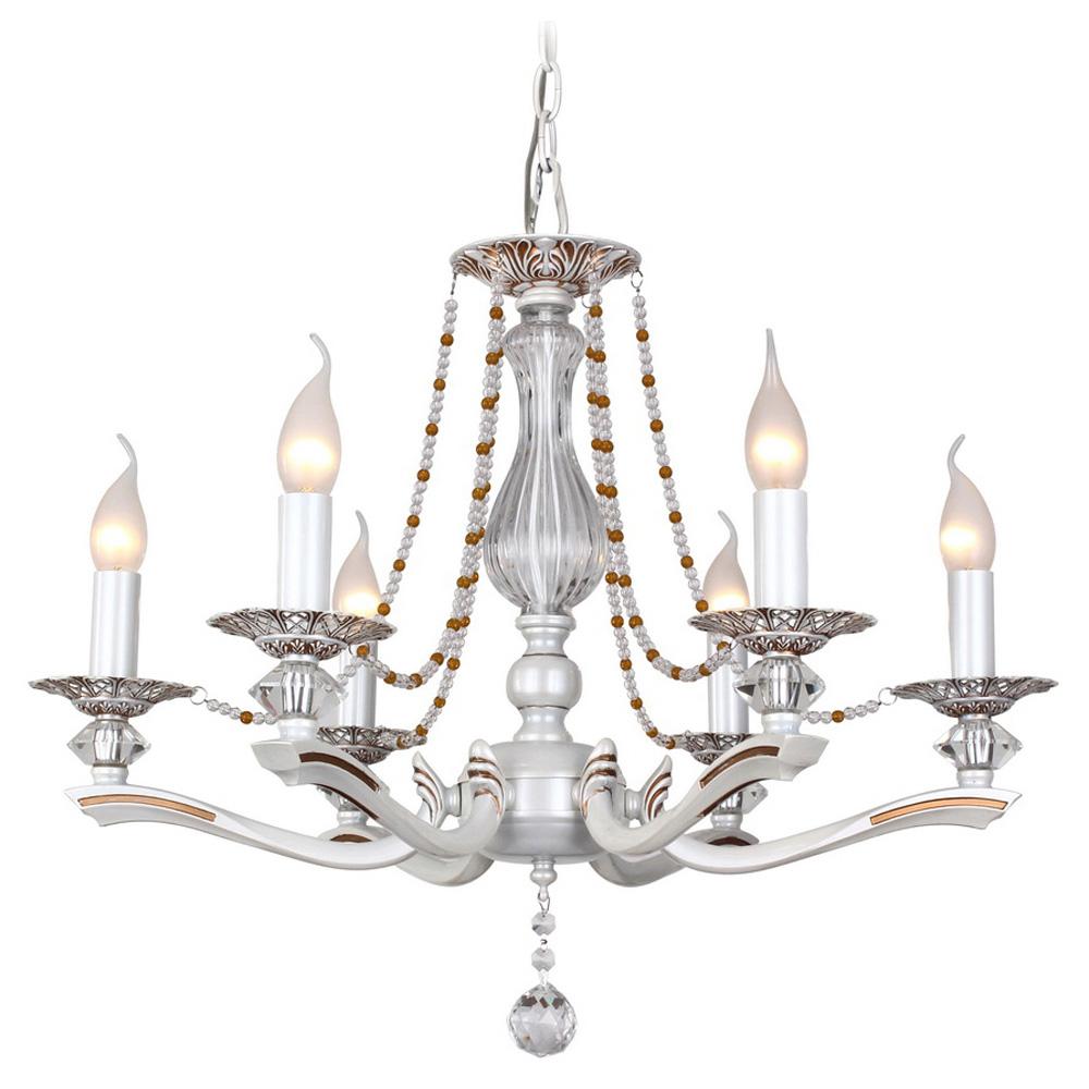 Подвесная люстра IDLamp Eloisa 259/6-Whiteplatina IDLAMP ДИЗАЙНЕРСКИЕ, ELOISA 185411  - Вид №1