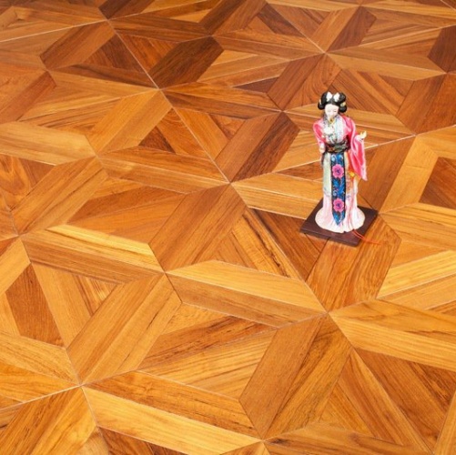 Модульный паркет Marco Ferutti Castello Castello Бирманский Тик с брашью (Текстурированная) 450х450 мм 2600600051 - Вид №1