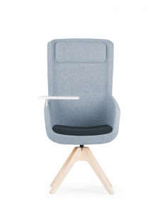 AA6099 high-backrest small armchair, swivel wooden base True Design Arca