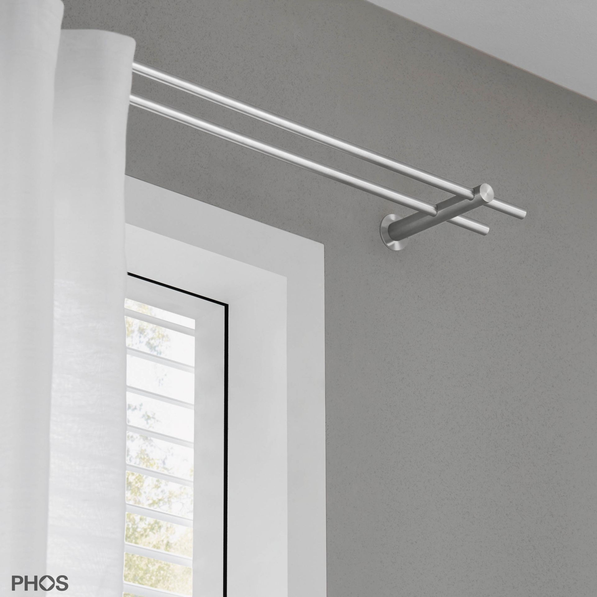 VS20-140D1600 Гардинный карниз комплект: 160 см двуствольный с 2 ​​кронштейнами PHOS  - Вид №1