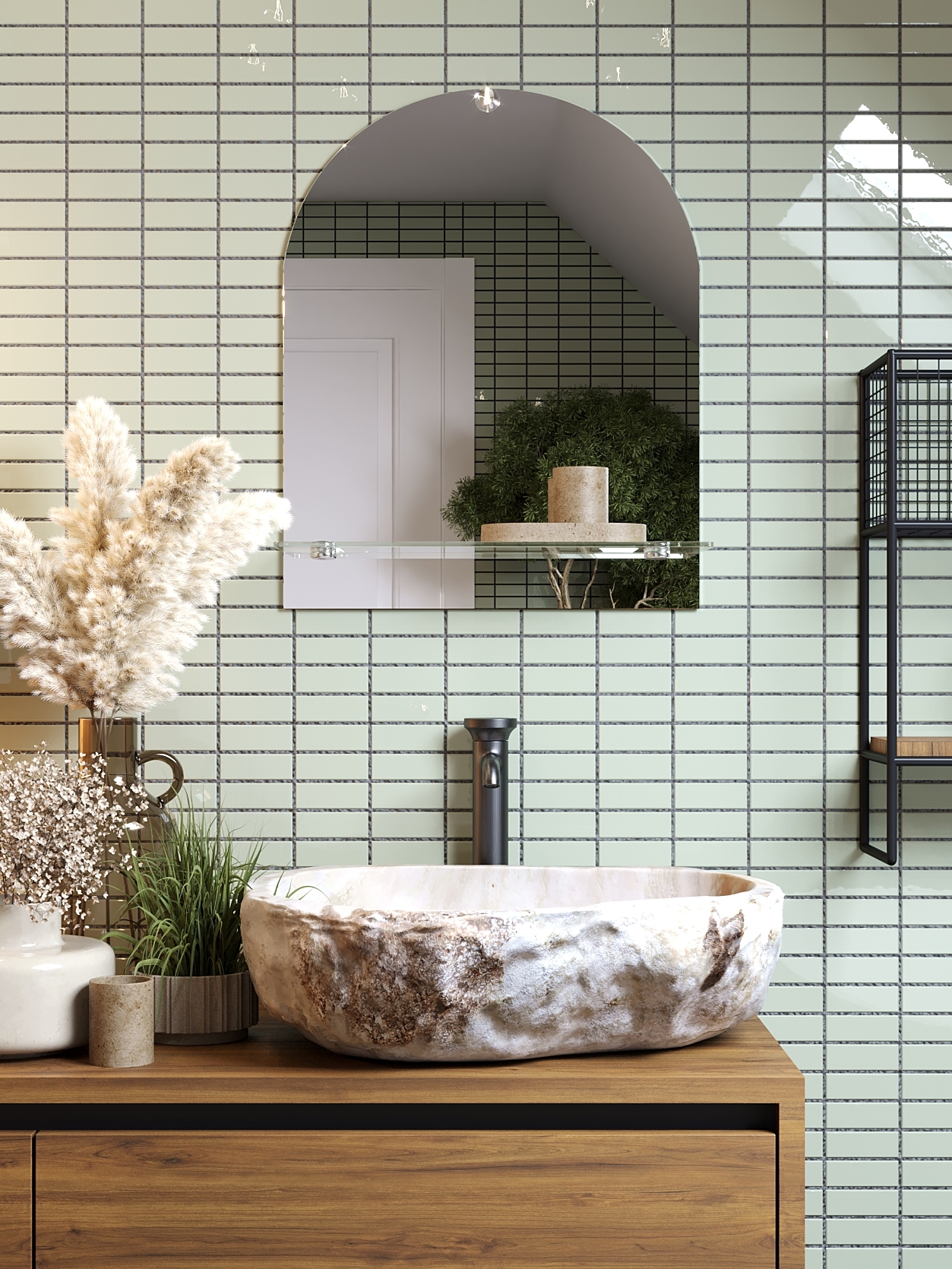 11901891 Зеркало NNКP201М с полкой 40 см Бытовое зеркало с полкой STLM-0001600 Santreyd  - Вид №4