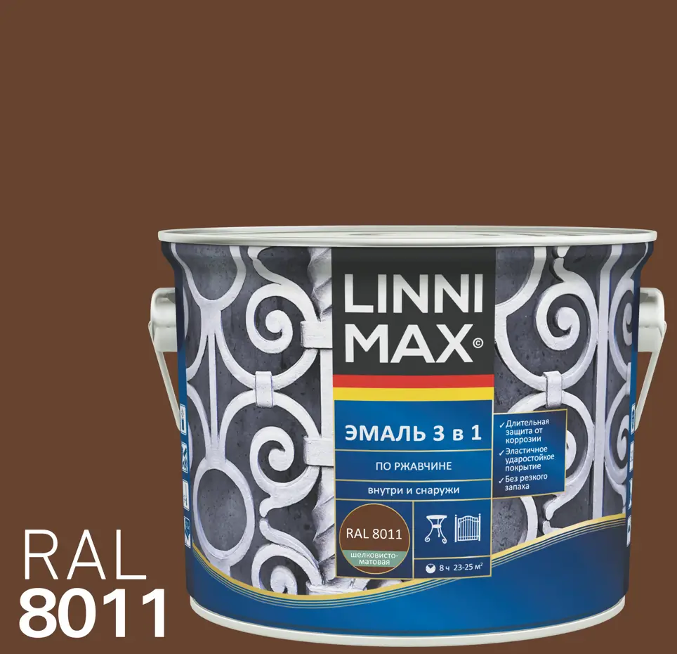 LINNIMAX Грунт-эмаль 3 в 1 по ржавчине - антикоррозийная защита металла 89349599