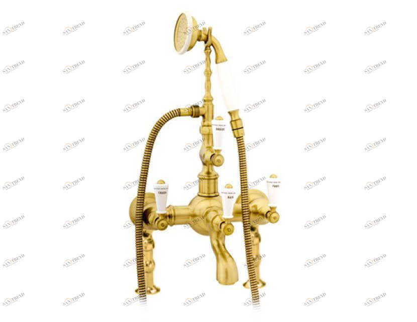 035011.M00.30 Душевой набор для террасы с фарфором Античная латунь Mestre RETRO