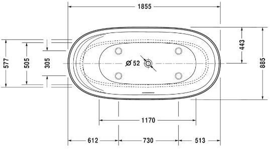 Duravit Отдельностоящая овальная ванна с гидромассажем из дюрасолида Cape cod 760330 - Вид №1