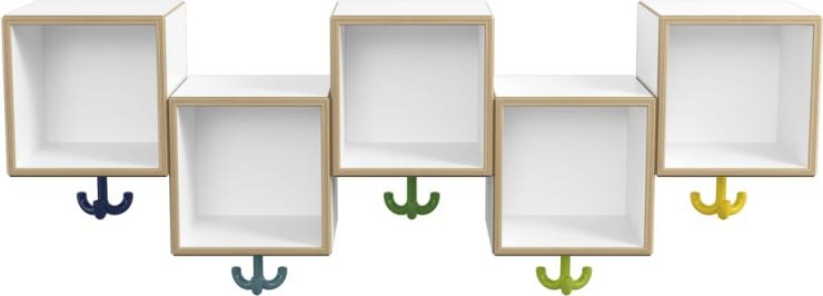 M20.03.001 Модуль ряда асимметричный, 5 мест с тройным крючком HEWI Kids