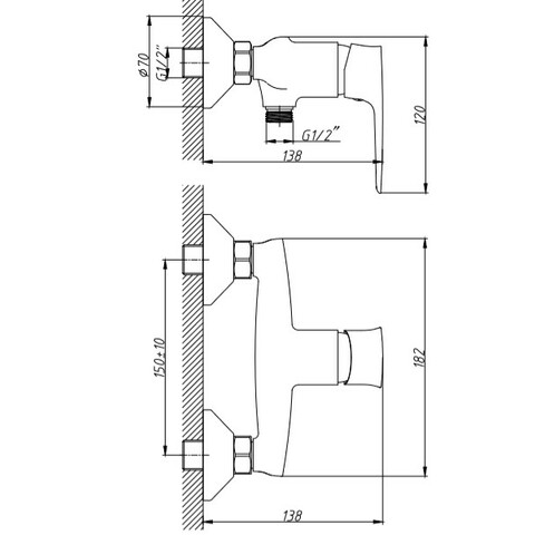 Orange Mari M07-200cr однорычажный смеситель для душа Белый sun-id-1517085 - Вид №1