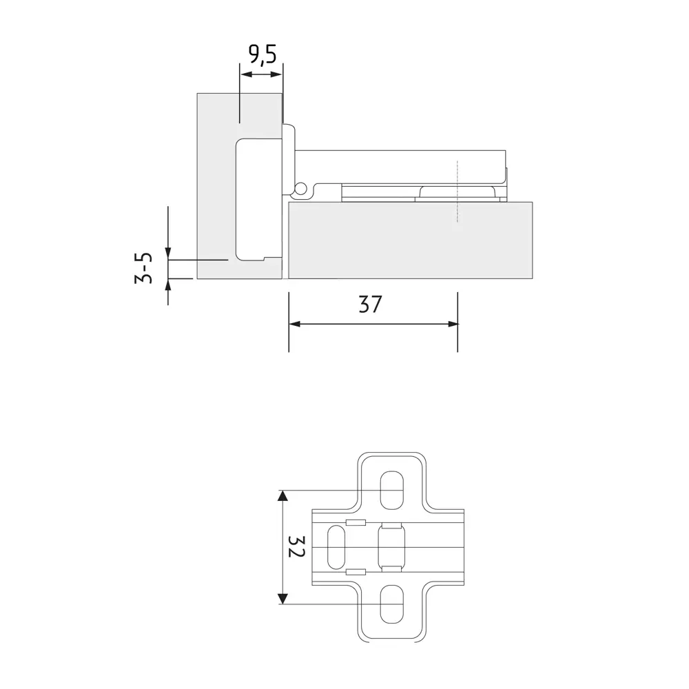 Минипетля мебельная накладная MF-402A, Slide-on, 50 мм, сталь 82924154 STLM-2100480 Santreyd  - Вид №3