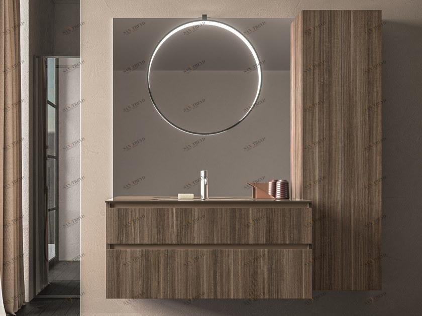 Cerasa Подвесная деревянная тумба под умывальник со шкафом Segno sun-id-1451508