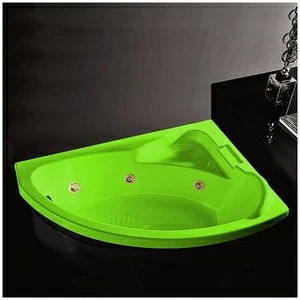 Ванна Gruppo tressee Syria V6557-DX-SZ салатовая с  золотой фурнитурой и гидромассажем угловая встроенная правая