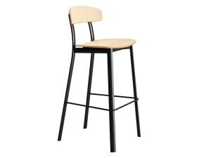 Высокий стул из стали и дерева со спинкой