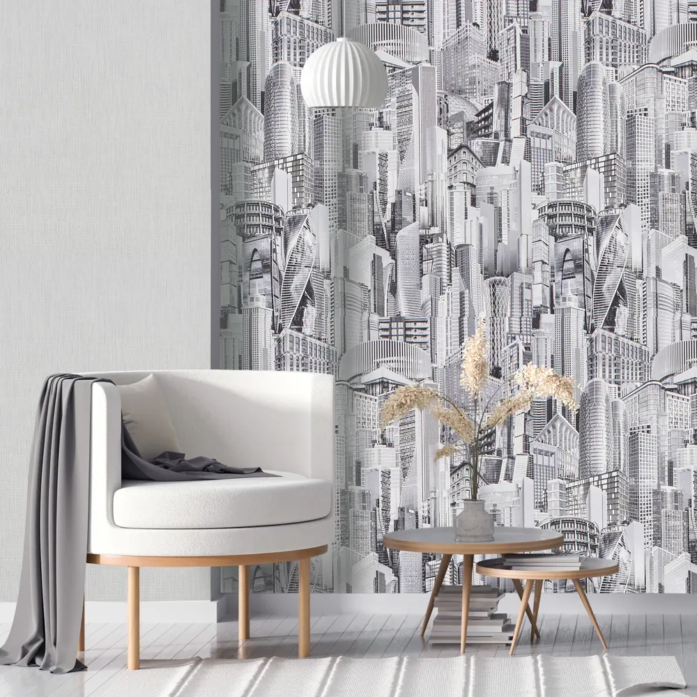 Santreyd Обои бумажные Небоскреб серые с мраморным рисунком 83596171 НЕБОСКРЕБЫ STLM-0042322 - Вид №3