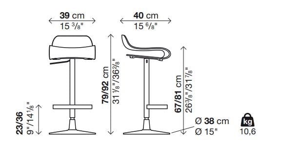 Регулируемая высота поворотный стул Kristalia BCN ARCH-00129958 - Вид №4