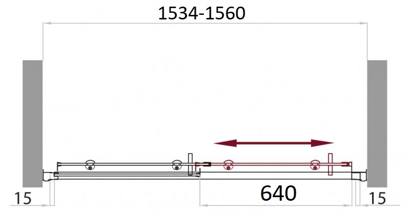 Душевая дверь в нишу BelBagno UNO-BF-1-155-C-Cr - Вид №4