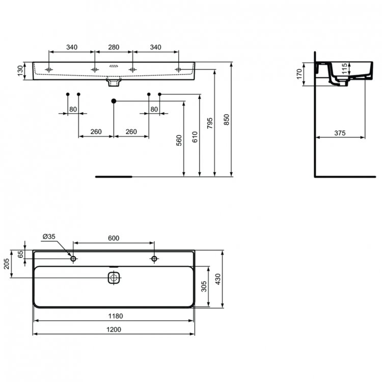 T359501 Раковина 120 см Ideal Standard STRADA II - Вид №13