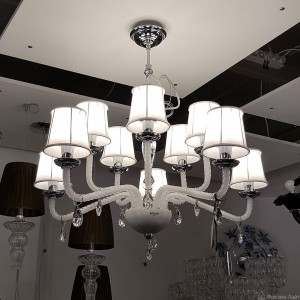 Italamp 346/5+5 cr.bianco/SW strass/C люстра подвесная