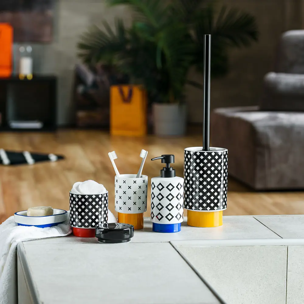 Мыльница Moroshka Memphis керамика цвет белый/жёлтый/чёрный STLM-2206704 - Вид №6