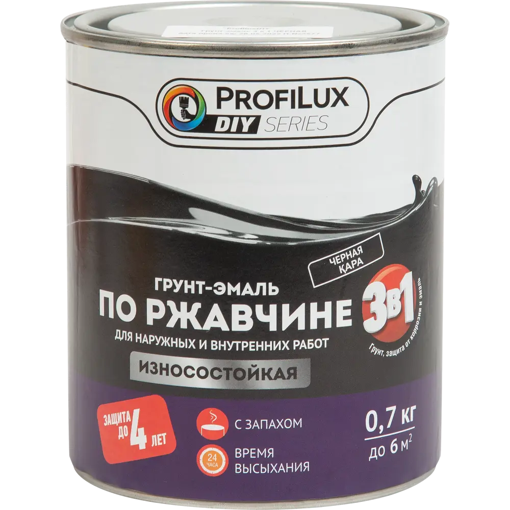 Грунт-эмаль по ржавчине 3 в 1 ProfiLux цвет черный 0.7 кг 84653604 STLM-2139190 