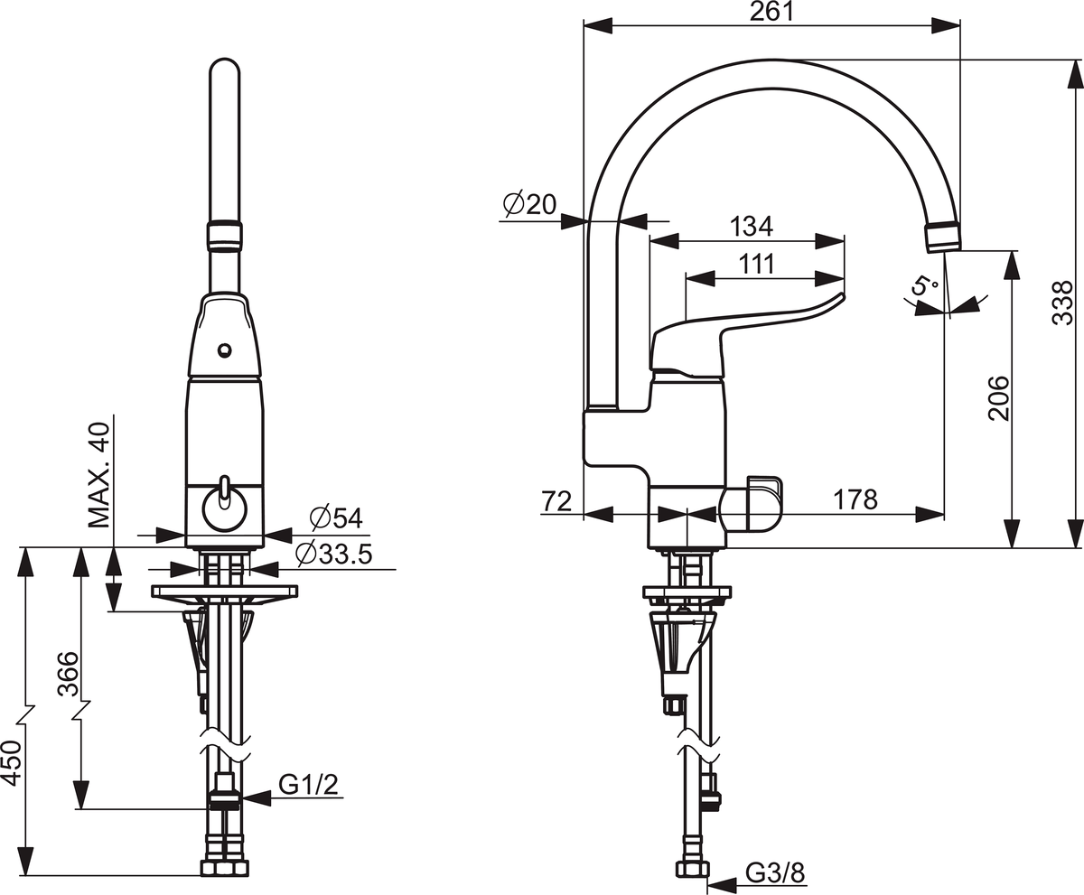 Oras 5739F Смеситель для кухни с клапаном 5739F Care Хром  - Вид №1