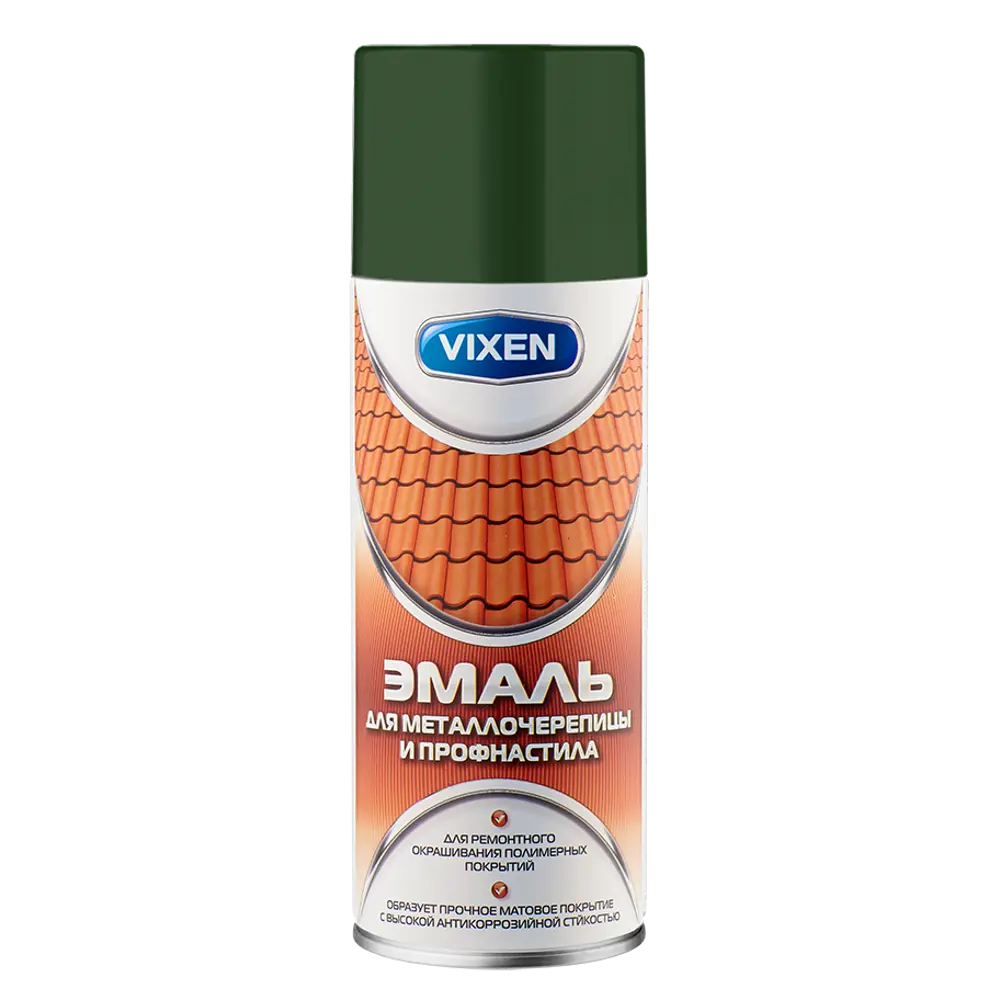 Эмаль аэрозольная для металлочерепицы и профнастила Vixen 500Мл цвет зелёныйМох 82095469 STLM-2165269 
