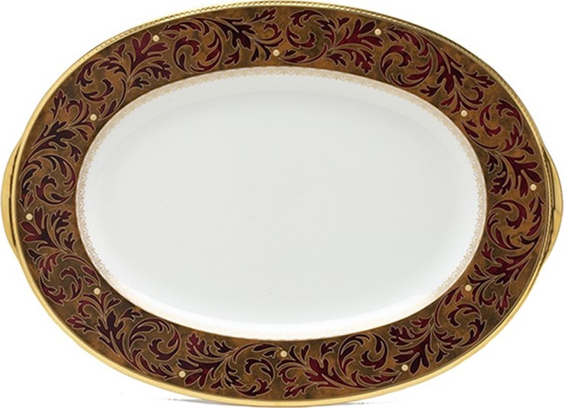92949 Noritake Блюдо овальное Noritake "Ксавьер,золотой кант" 31см Фарфор костяной 