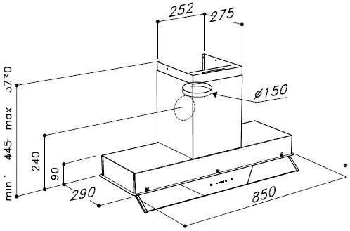 Fulgor Milano Настенная вытяжка из нержавеющей стали класса a + sun-id-1479708 - Вид №2