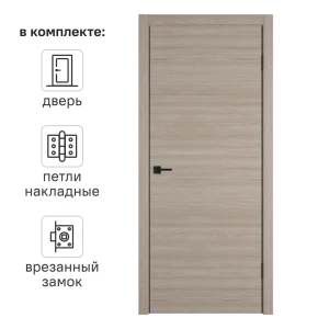 Дверь межкомнатная глухая Канзас 80x200 см ПВХ цвет дуб европейский красный с замком и петлями 89168420 STLM-2212478