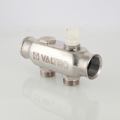 VTc.505.SS.060508 Коллектор из нержавеющей стали с межосевым расстоянием выходов 50 мм Valtec 1", 8 x 3/4", "евроконус"  - Вид №1