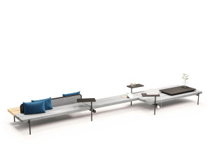 Модульная мягкая скамейка из ткани