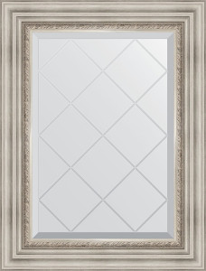 BY 4018 Зеркало с гравировкой в багетной раме - римское серебро 88 mm EVOFORM Exclusive-G