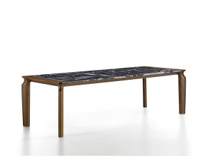 Прямоугольный обеденный стол из ореха и мрамора