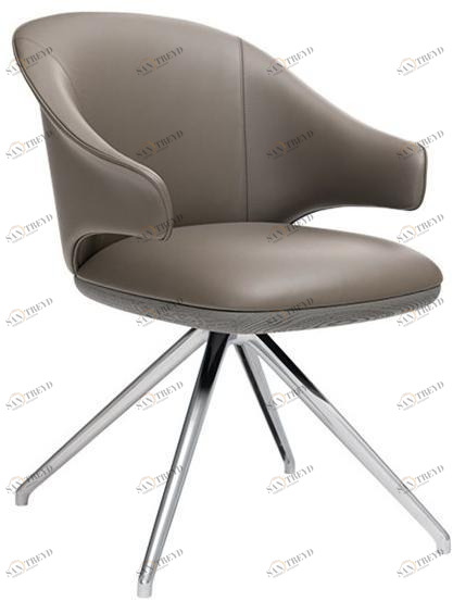 HC28 Cosmo Мягкое кресло на козелке из кожи с подлокотниками Erika J07