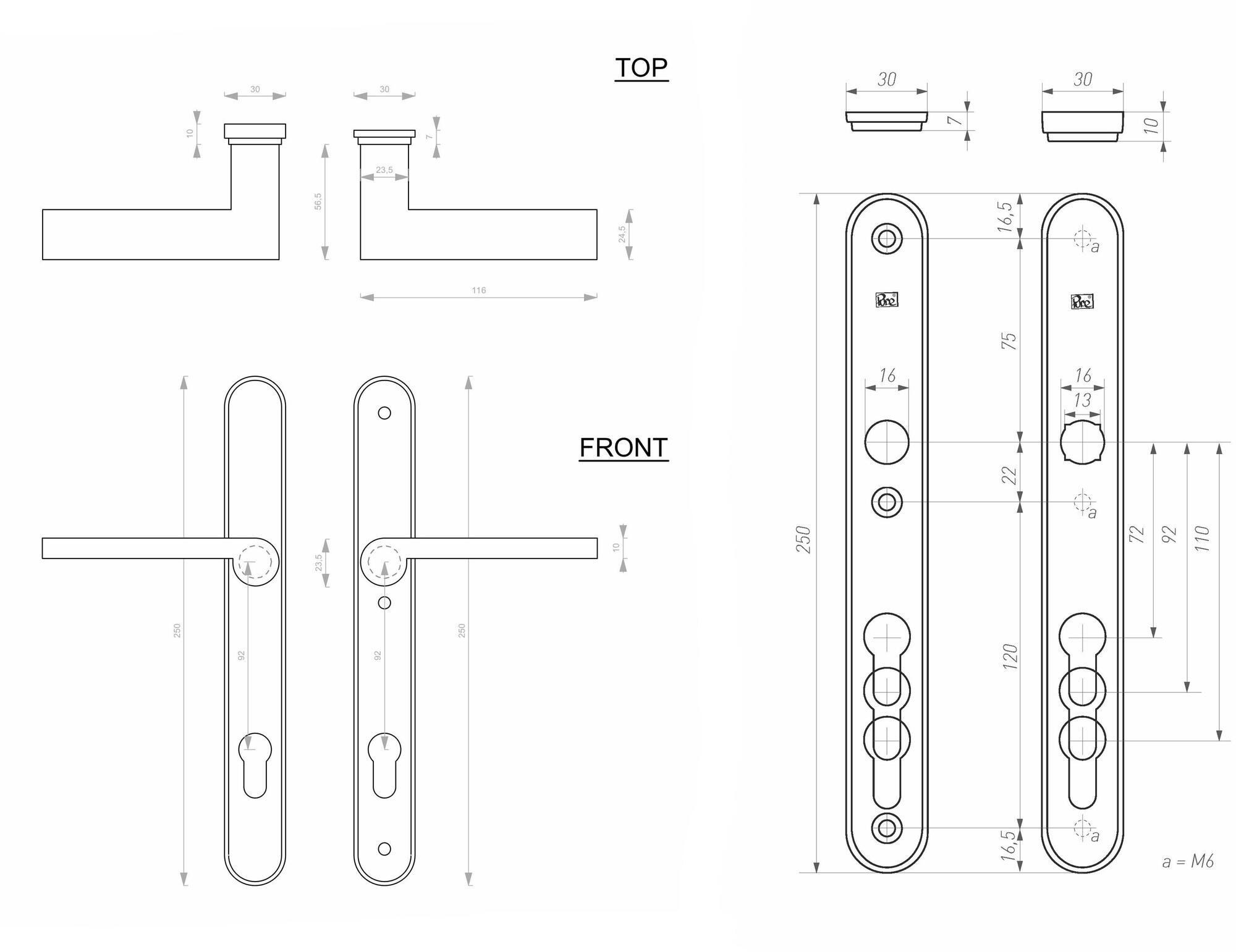 Dauby Ручка для металлических входных дверей Pure® 15158 - Вид №1