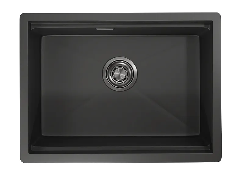KS-6045U, ЧЕРНЫЙ МАТОВЫЙ, стальная кухонная мойка KITCHEN SPACE GRANULA KS-6045U-ST358 - Вид №1