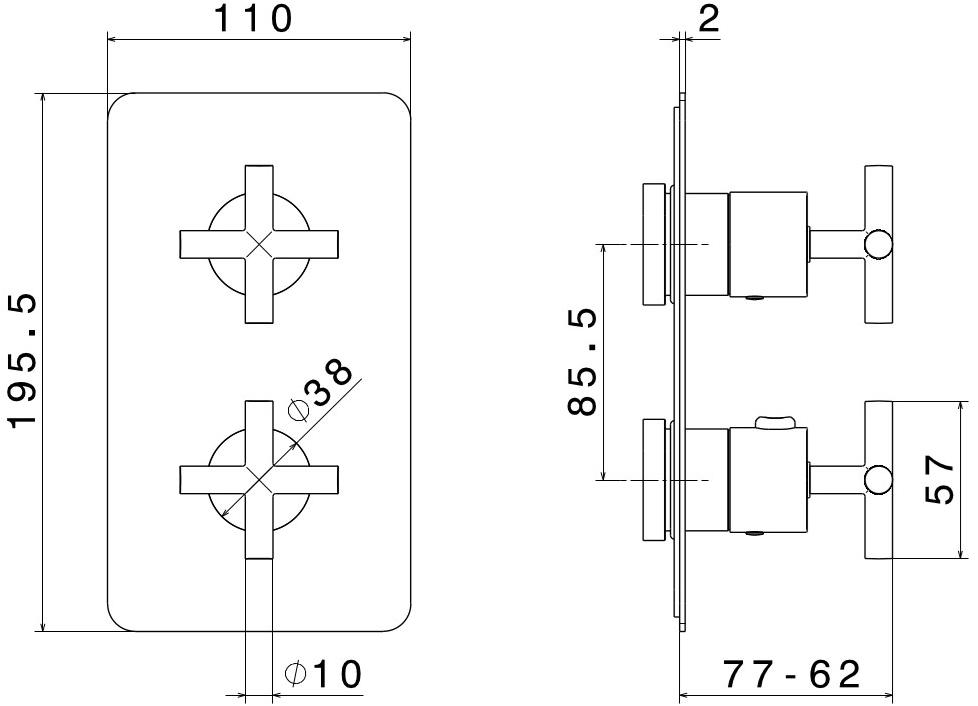 newform Смеситель для душа встраиваемый термостатический на 2 отверстия Blink 69818e - 69828e - Вид №2