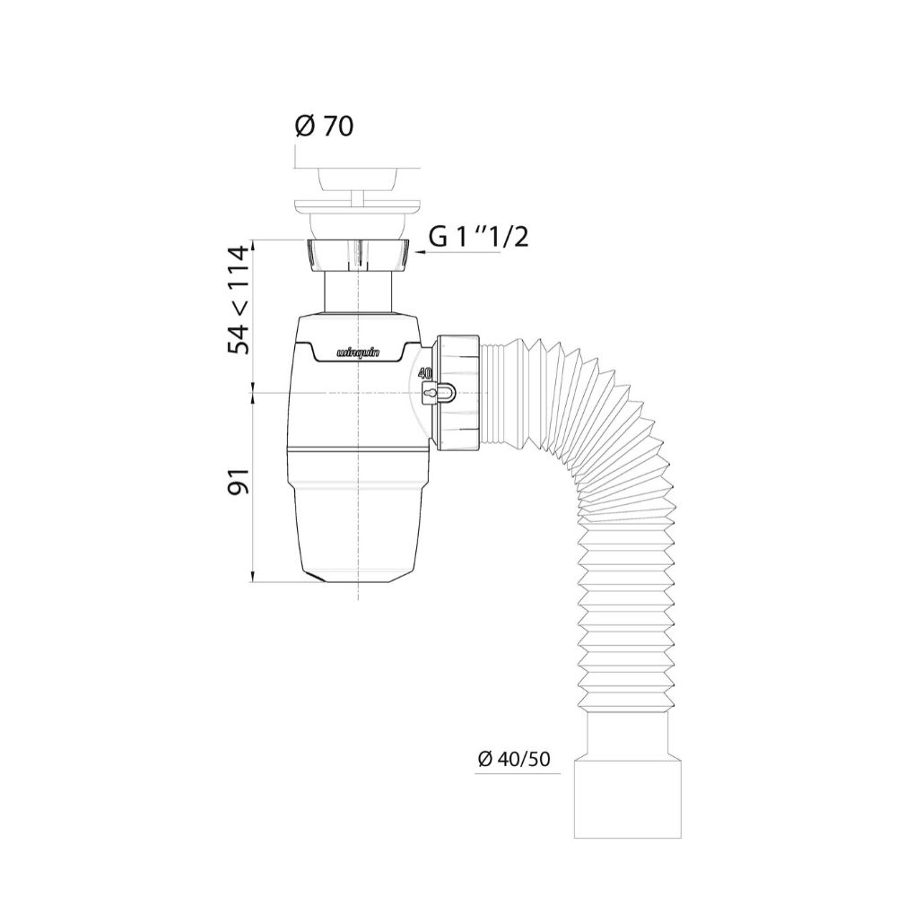 30987075 Сифон WIRQUIN NEO с выпуском 1?х40мм и гофротрубой () Raiber  - Вид №1