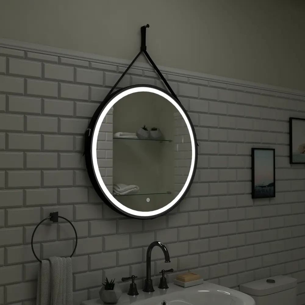 Santreyd Belt Black LED - зеркало с кожаными ремнями и интеллектуальной подсветкой ø65 см 82504944 STLM-0028838 - Вид №10