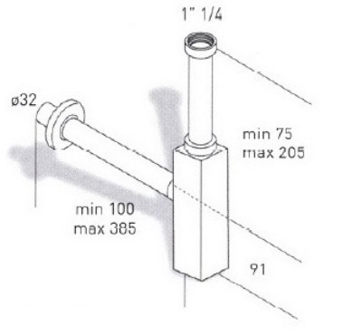 Сифон для раковины MIGLIORE ML.RIC-10.103, хром, ø32 ML.RIC-10.103.CR - Вид №1