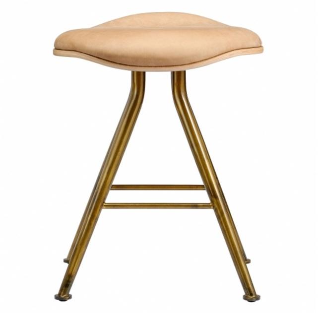 NORR11 Низкий табурет с железным основанием и кожаным сиденьем sun-id-1504237 - Вид №1