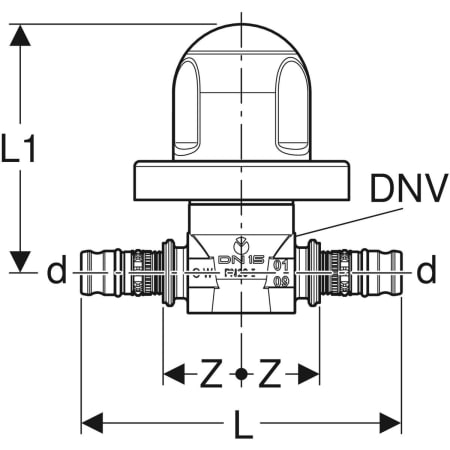 611.011.21.2 Шаровой кран скрытого монтажа Geberit Mepla с рукояткой Geberit  - Вид №2