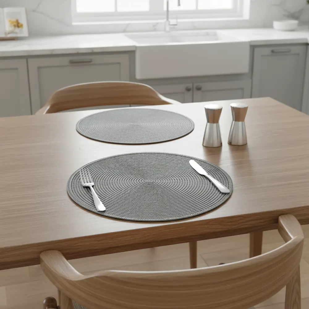 Салфетка под столовые приборы Vidage ø35 см круглая полипропилен цвет серый STLM-2210270