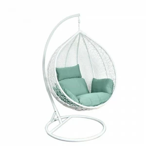 Подвесное кресло из искусственного ротанга 71 см белое Afina White&Green AFINA  00-3881231 Белый;зеленый