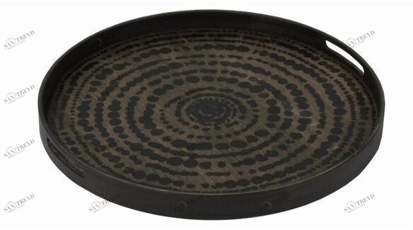 Ethnicraft Круглый деревянный поднос Tribal quest 20370