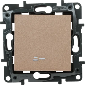 Выключатель одноклавишный с подсветкой/индикацией - Legrand Structura - 10А 250В безвинтовые зажимы - шампань 82064640 STLM-2093280