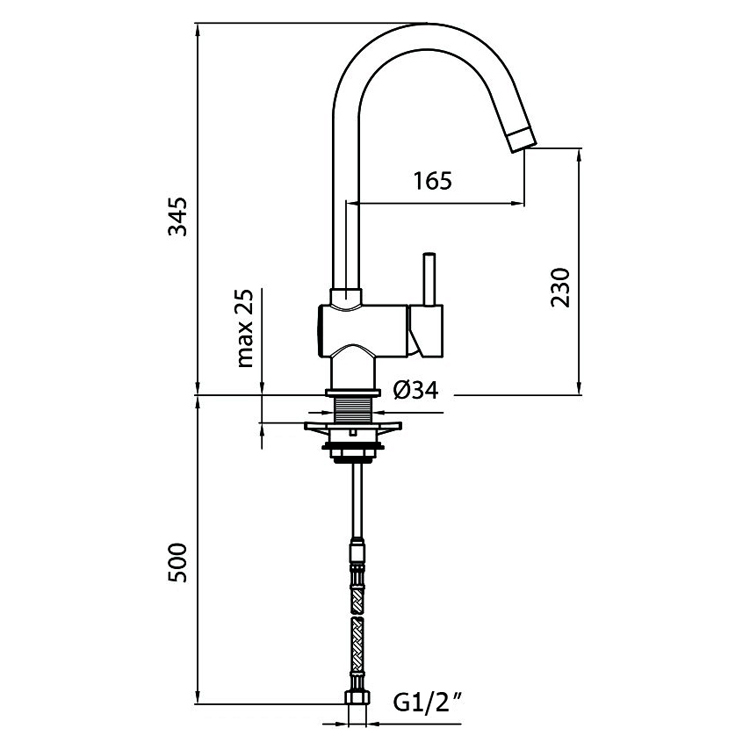 IP920302015 Смеситель для кухни Webert Kitchen Indo Plus  - Вид №1