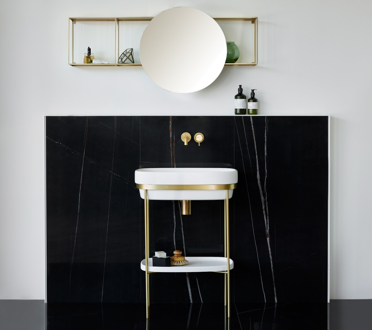 Ex.T RIBBON Отдельностоящая консоль из сатинированной стали с мраморным подносом com_EXLAVRIBBONSAT/MARMO - Вид №5