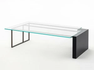 OAK Низкий журнальный столик из дерева и стекла Milano collection Sc5046-pv