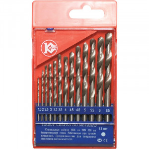 5608 Калибр Набор сверл по металлу 13шт.,1,5-6.5 мм, бел.,плоск 